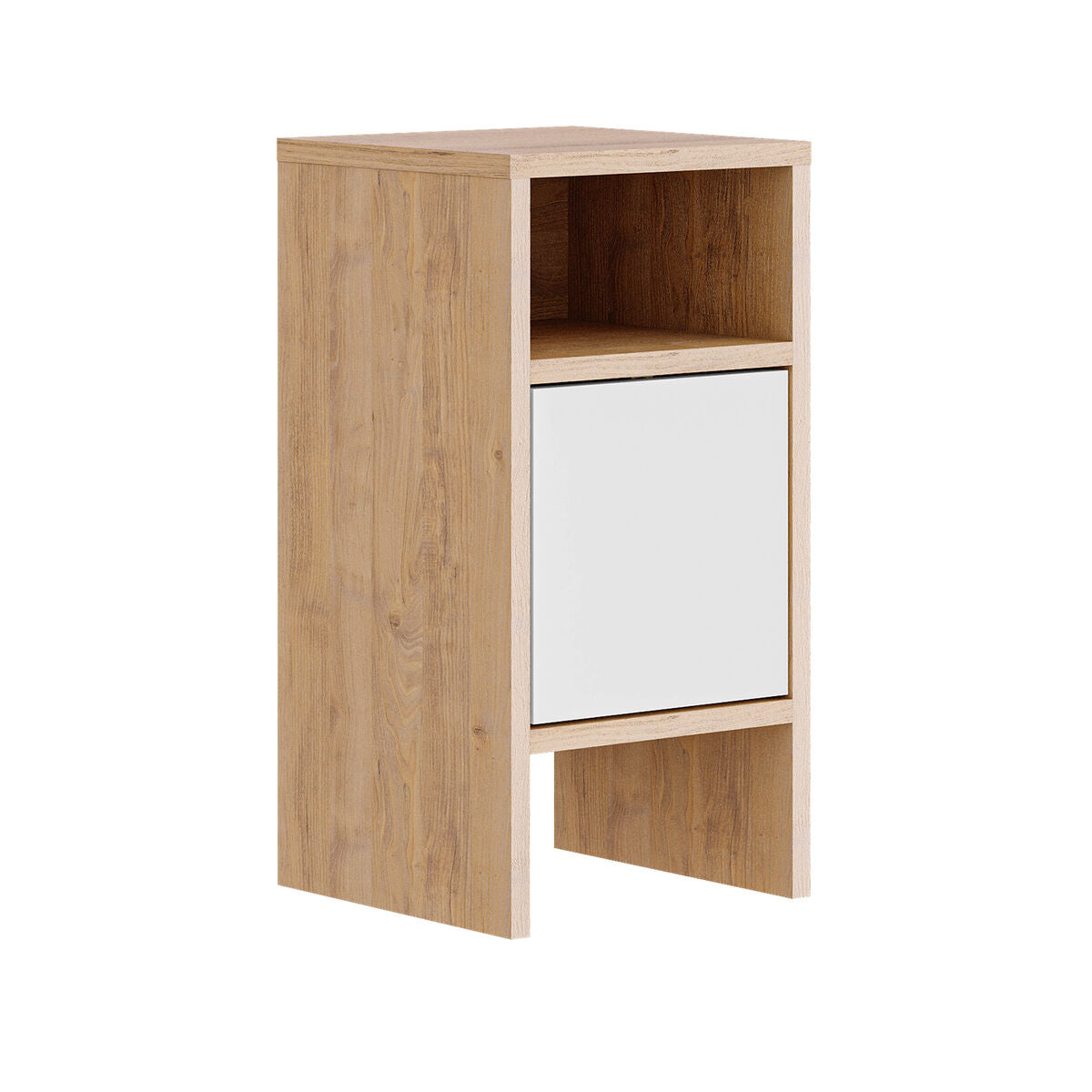 Nightstand Alexandra House Living White Brown Wood MDP 29 x 59 x 29 cm 1 door-0