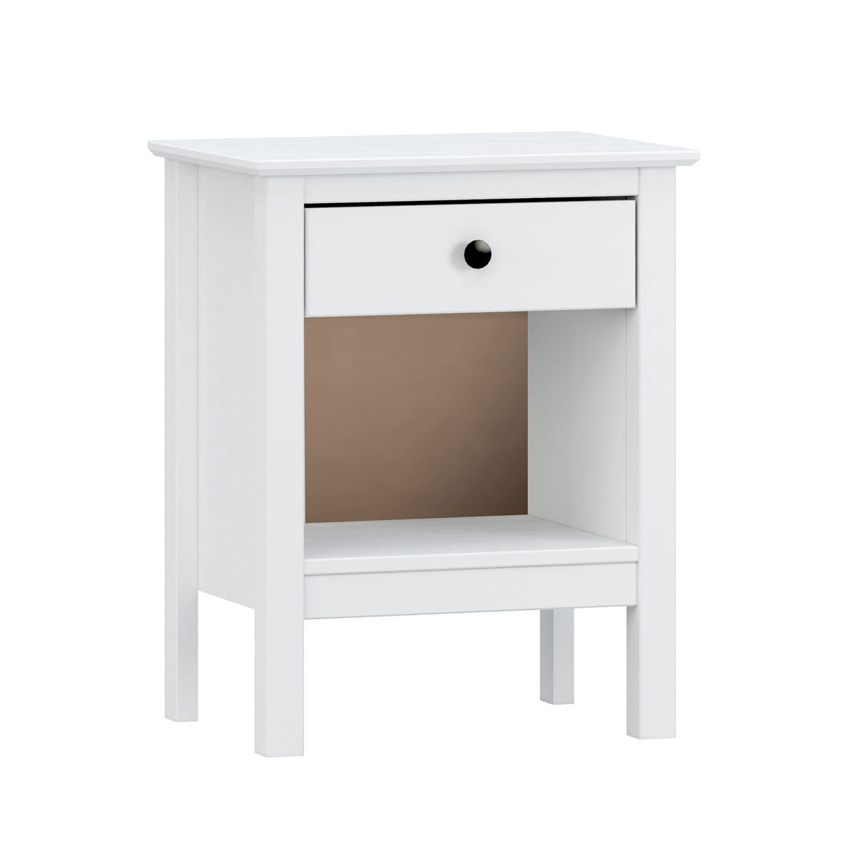 Nightstand Alexandra House Living White Metal Pine 47 x 60 x 35 cm 1 drawer-0