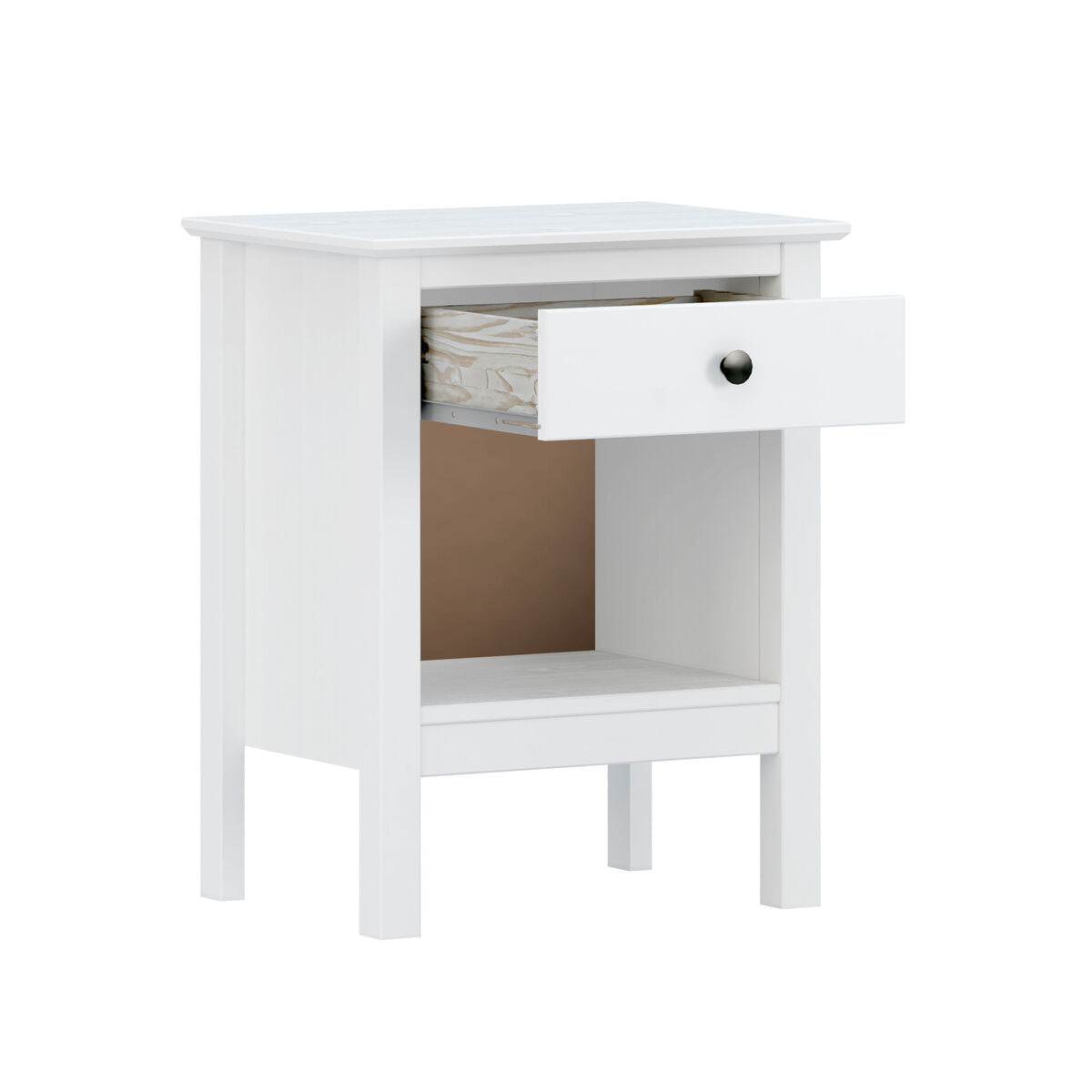 Nightstand Alexandra House Living White Metal Pine 47 x 60 x 35 cm 1 drawer-5
