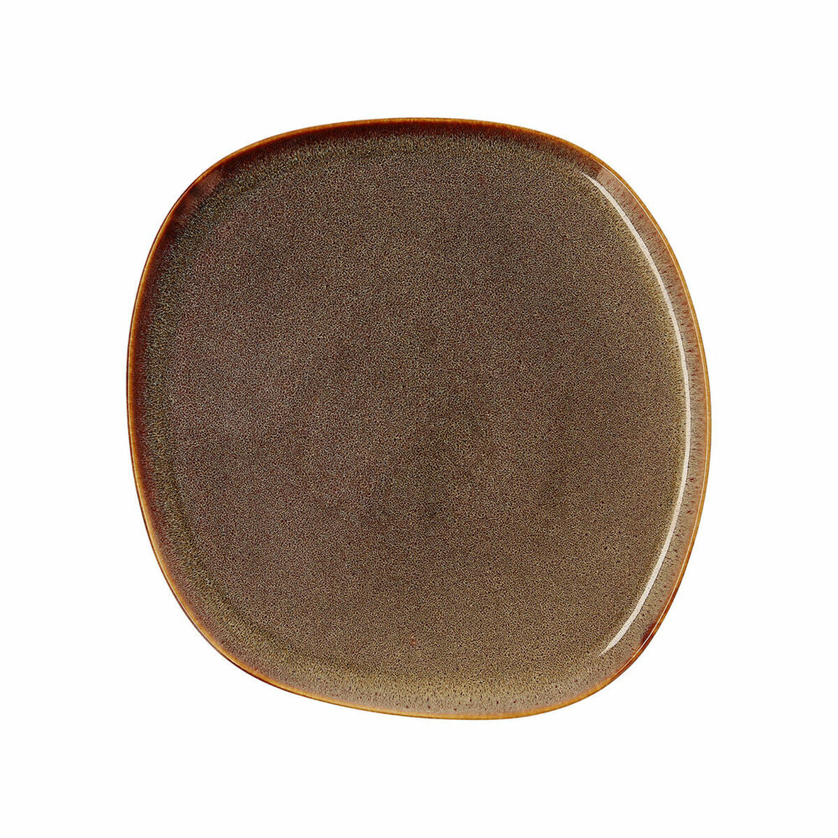 Flat plate Bidasoa Ikonic Ceramic Brown (26,5 x 25,7 x 1,5 cm) (Pack 4x)-0