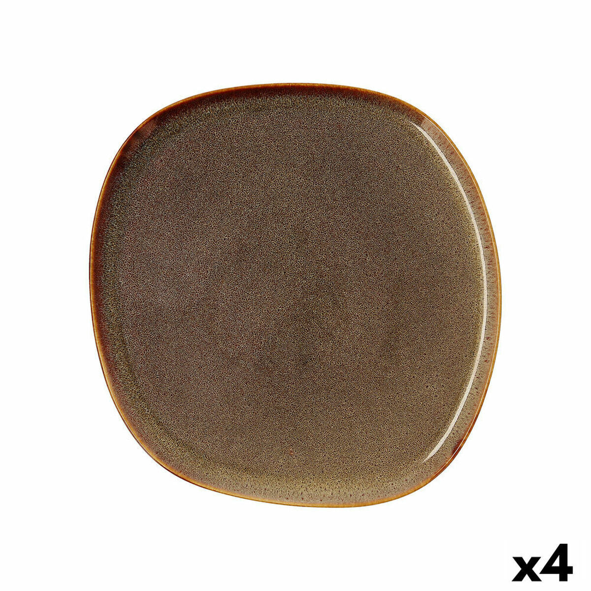 Flat plate Bidasoa Ikonic Ceramic Brown (26,5 x 25,7 x 1,5 cm) (Pack 4x)-1