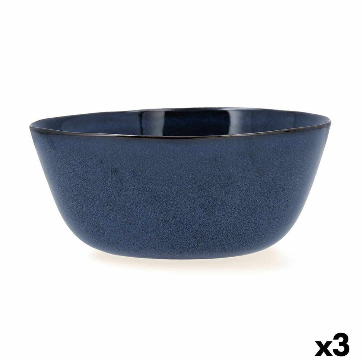 Salad Bowl Bidasoa Ikonic Ceramic Blue (20 x 19,5 x 8,5 cm) (Pack 3x)-1