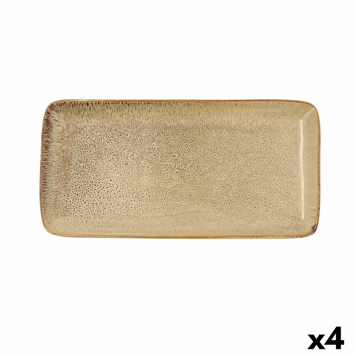 Serving Platter Bidasoa Ikonic Ceramic Brown (28 x 14 cm) (Pack 4x)-1