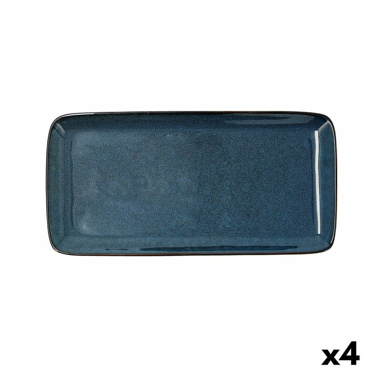 Serving Platter Bidasoa Ikonic Ceramic Blue (28 x 14 cm) (Pack 4x)-2