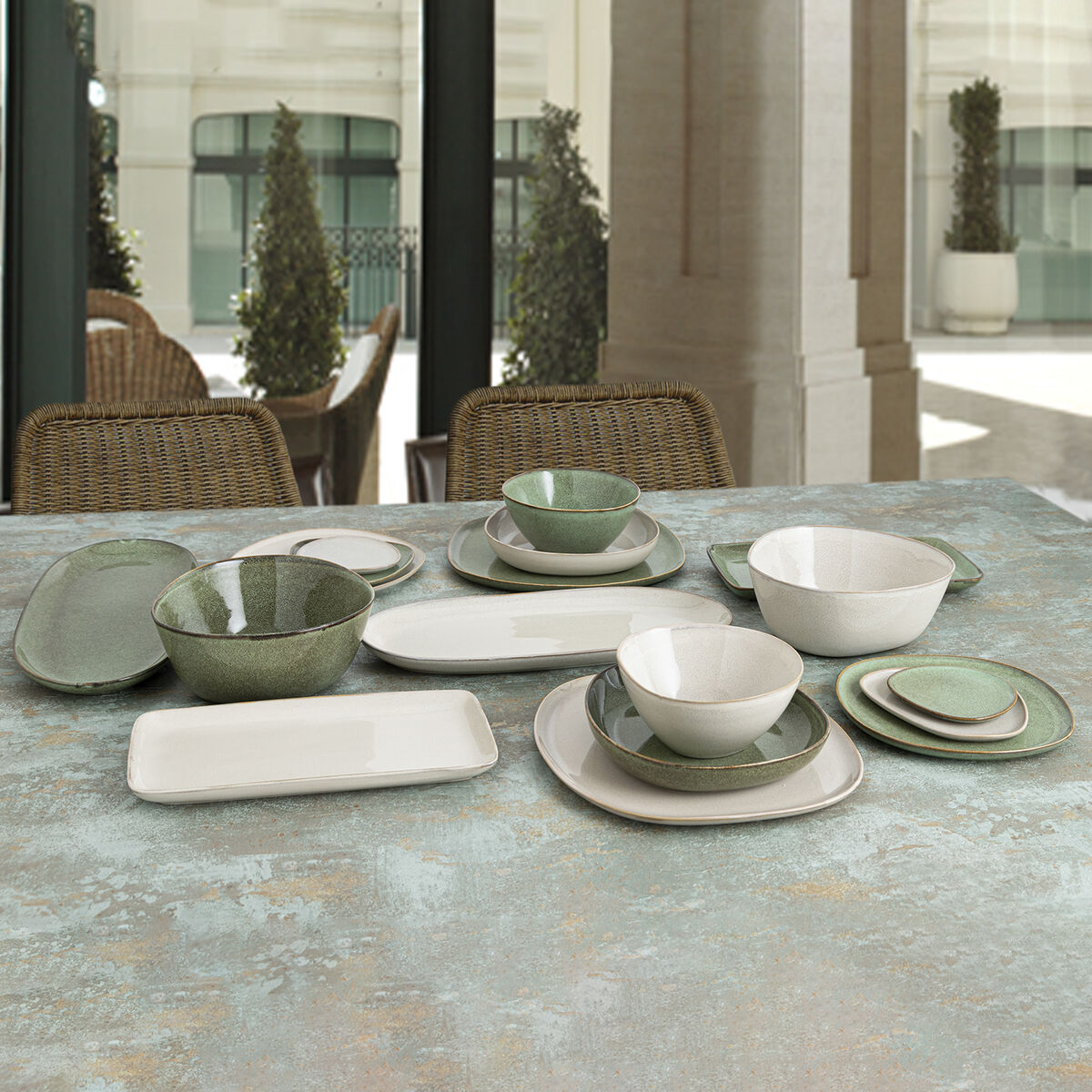 Deep Plate Bidasoa Ikonic Ceramic Green (20,5 x 19,5 cm) (Pack 6x)-2