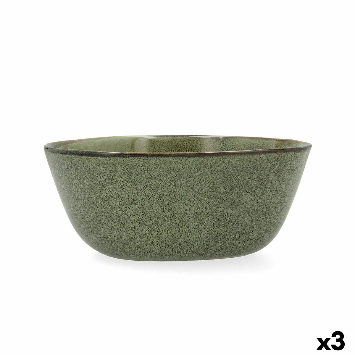 Salad Bowl Bidasoa Ikonic Ceramic Green (20 x 19,5 x 8,5 cm) (Pack 3x)-3