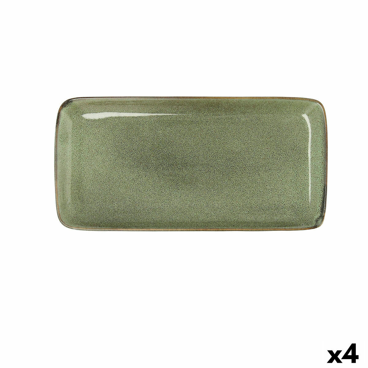 Serving Platter Bidasoa Ikonic Green Ceramic 28 x 14 cm (Pack 4x)-3