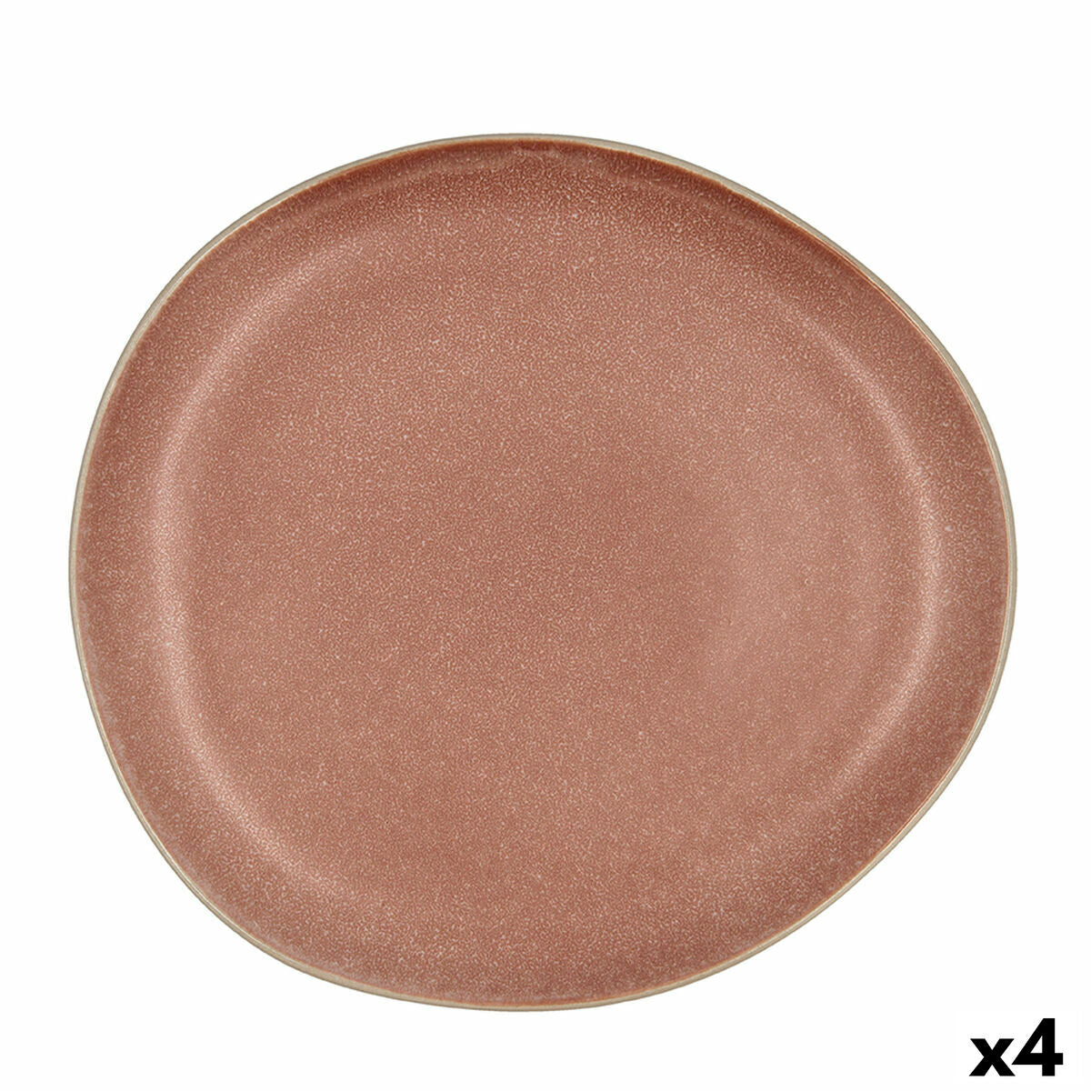Flat plate Bidasoa Gio Occasional Ceramic Brown 26,5 cm (4 Units)-0