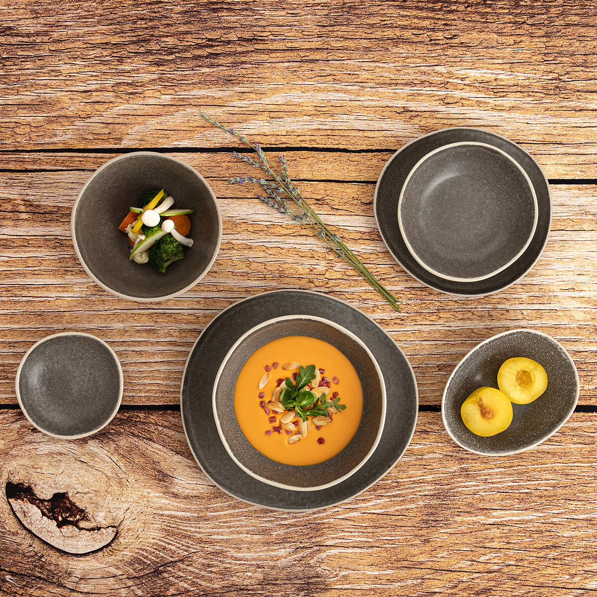 Flat Plate Bidasoa Gio Occasional Grey Ceramic 26,5 cm (4 Units)-5