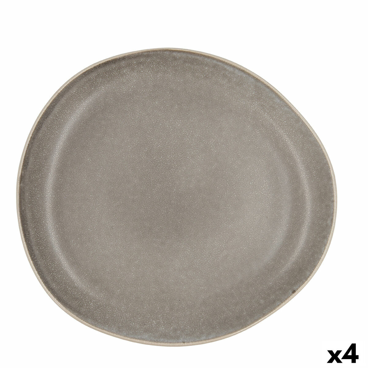 Flat Plate Bidasoa Gio Occasional Grey Ceramic 26,5 cm (4 Units)-0