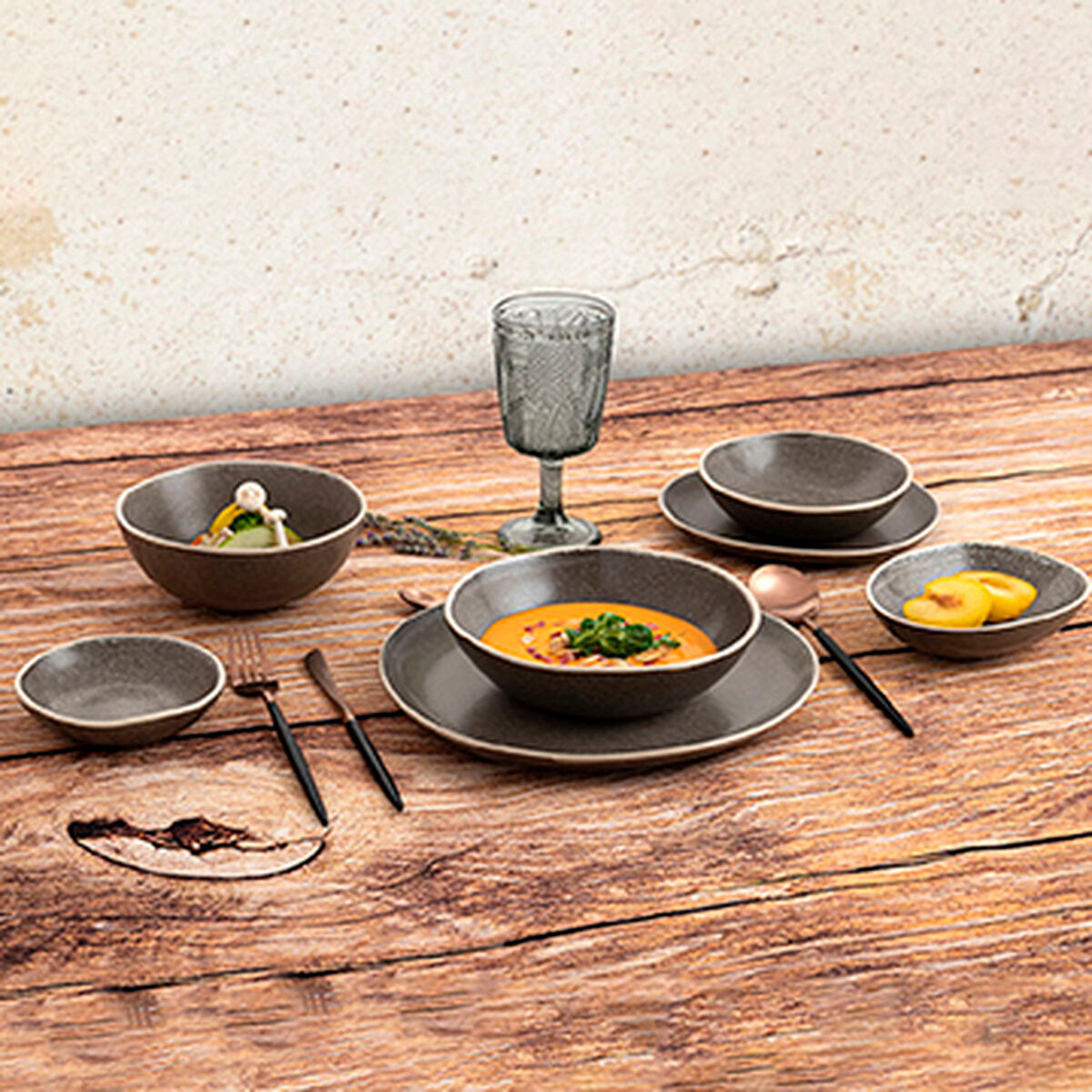 Deep Plate Bidasoa Gio Ceramic Grey 19 cm (6 Units)-6