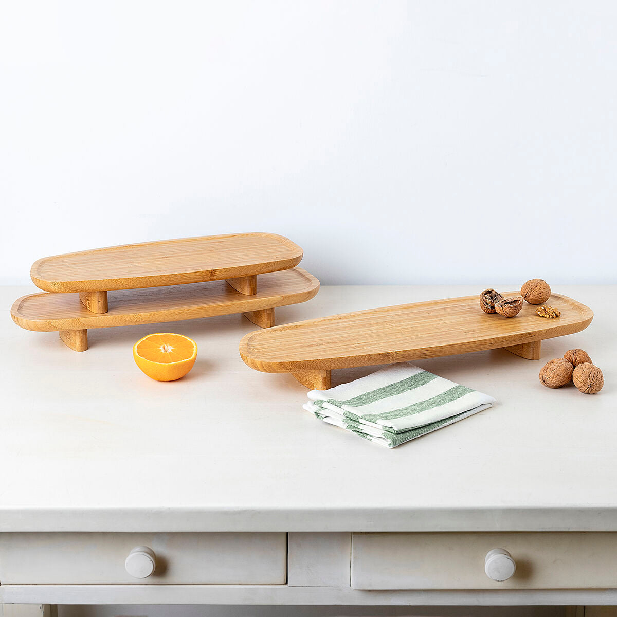 Snack tray Bidasoa Bambu Brown Wood 40 x 15,5 x 4,8 cm-1