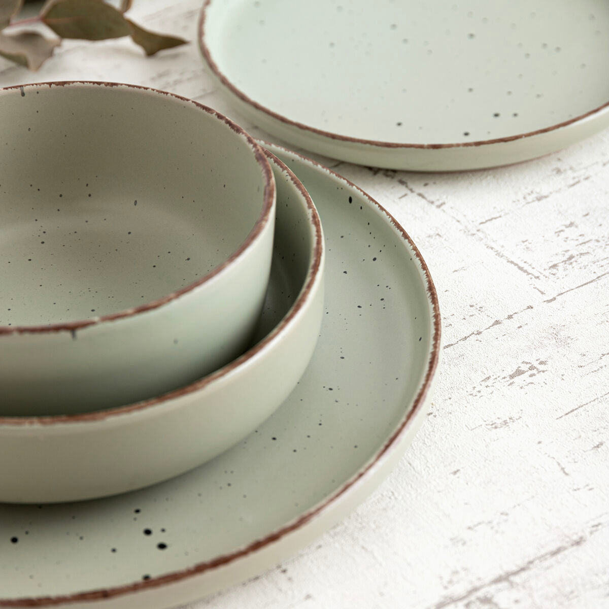 Flat Plate Quid Duna Green Ceramic 26,5 x 2,8 cm (6 Units)-2