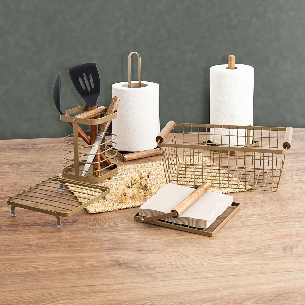 Kitchen Paper holder Bidasoa Tiara Steel Copper 15 x 32 cm-1