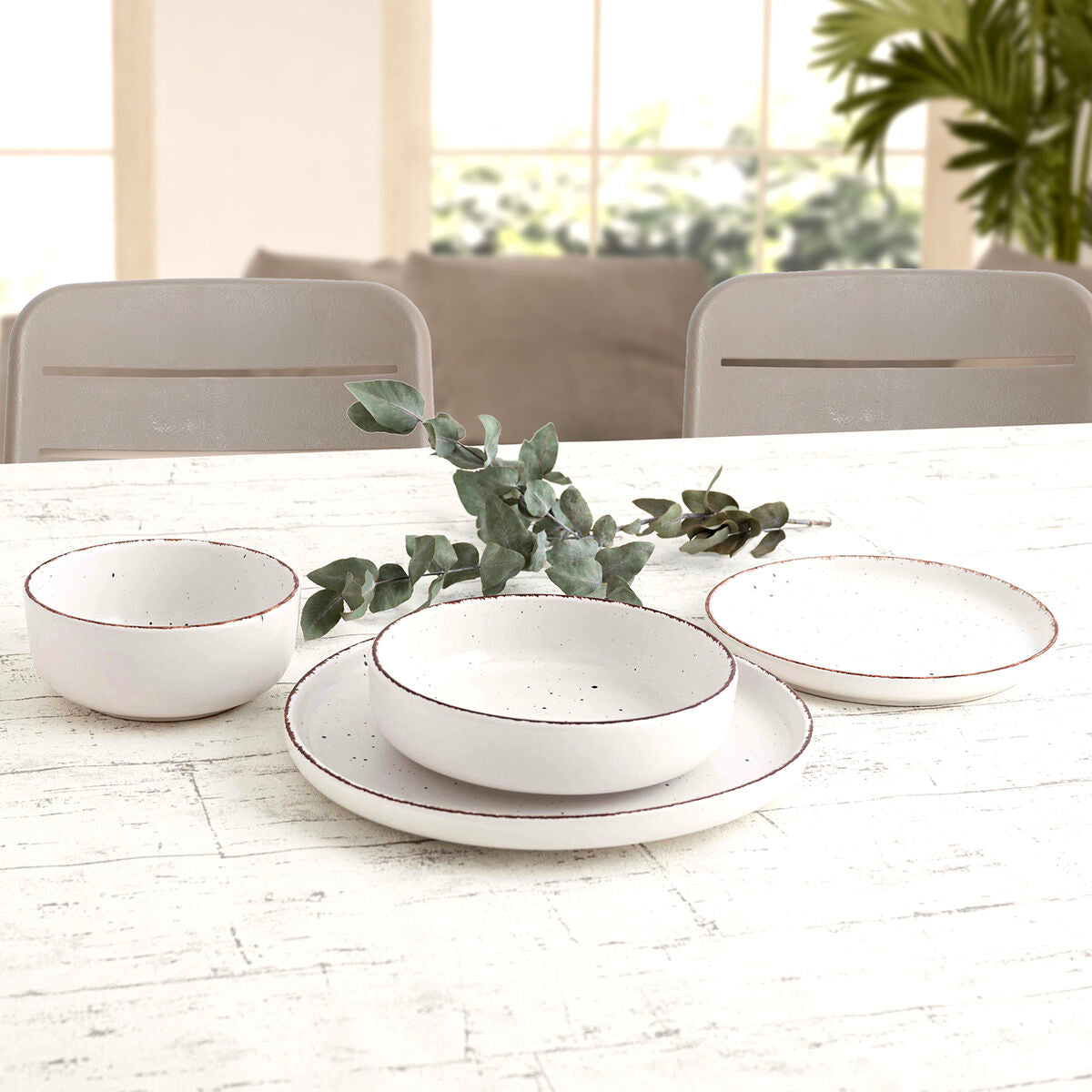 Dinnerware Set Quid Duna Beige Ceramic 12 Pieces-4