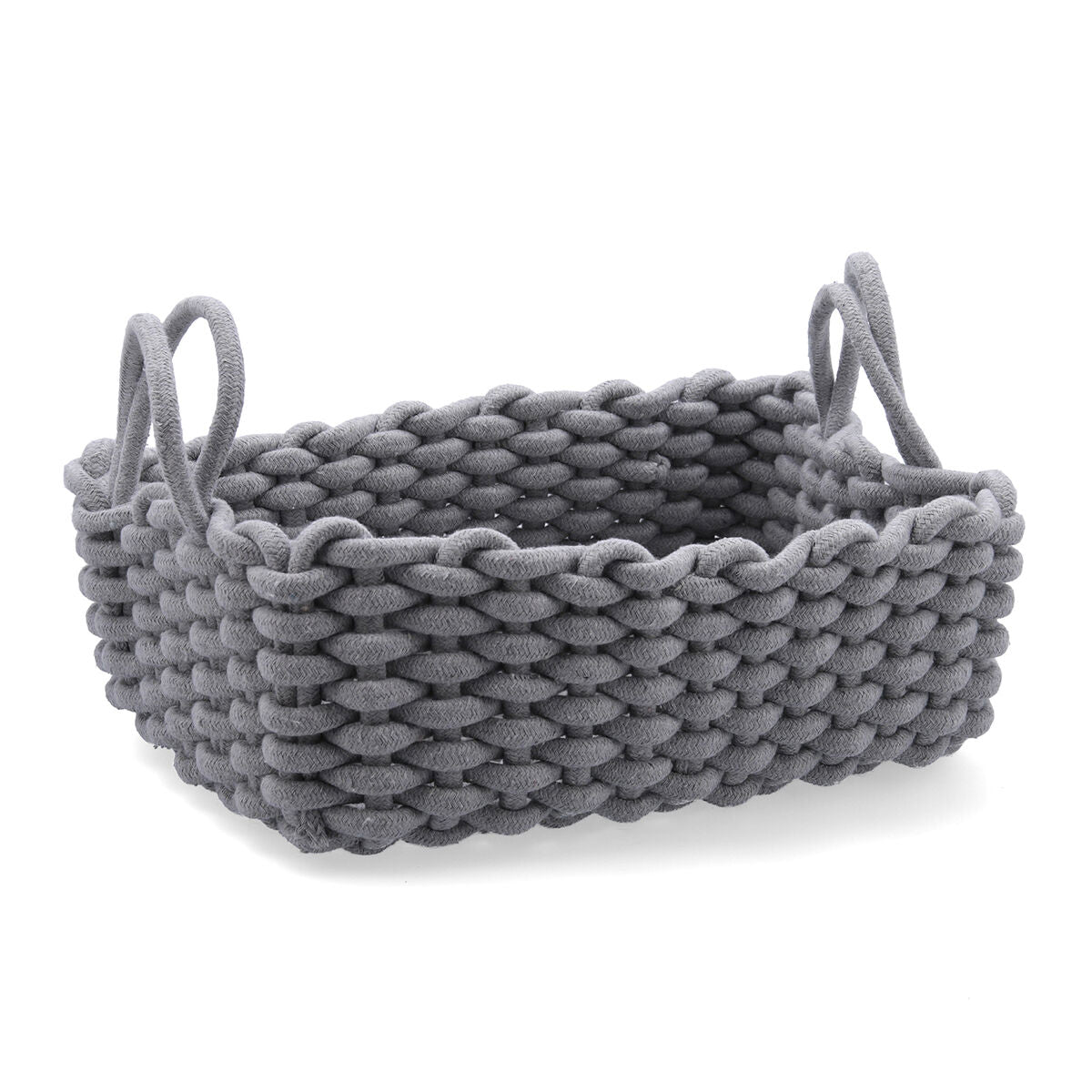 Decorative basket Vinthera Moa Grey Cotton 35 x 25 x 13 cm-0