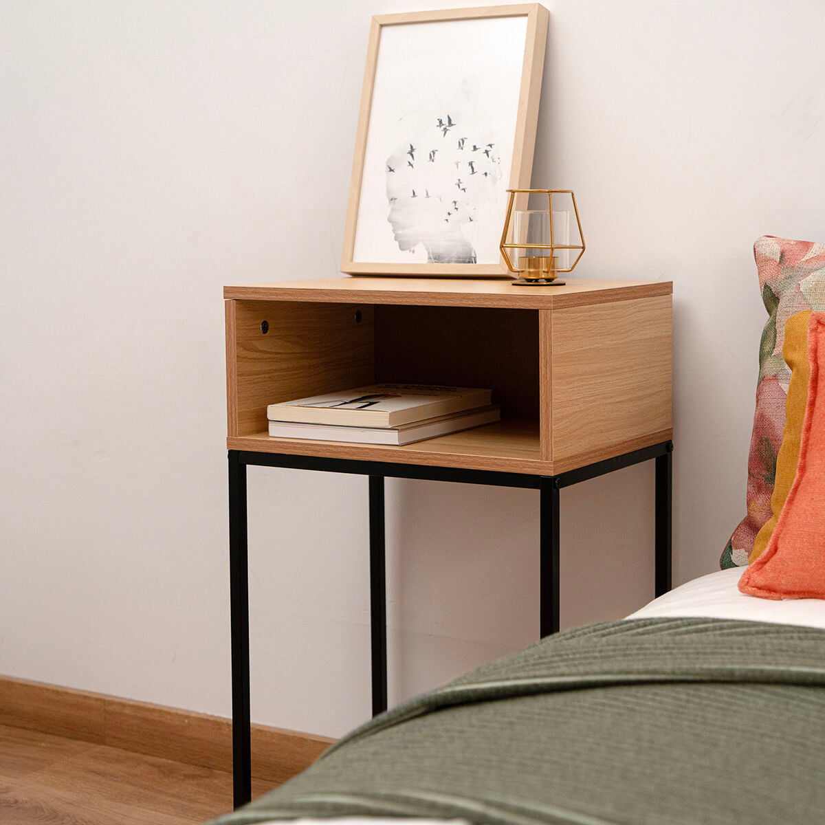 Nightstand Vinthera Moa Natural Metal 40 x 30 x 68 cm-1