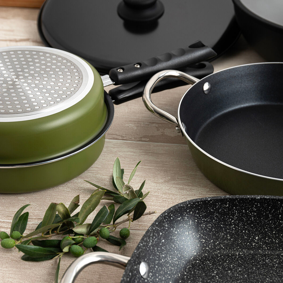 Pan Quid Naturalia Black Metal 28 cm With lid Stews-2
