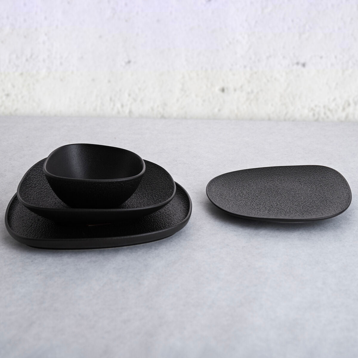 Deep Plate Bidasoa Fosil Black Ceramic Squared 21,9 x 21,7 x 4,8 cm (6 Units)-4