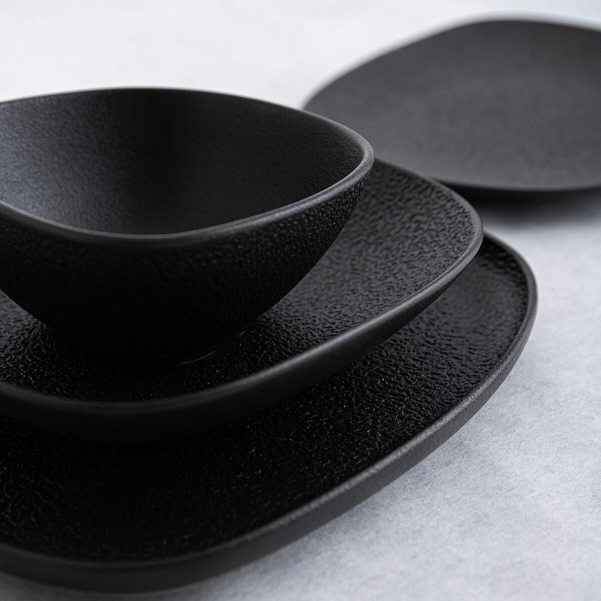 Deep Plate Bidasoa Fosil Black Ceramic Squared 21,9 x 21,7 x 4,8 cm (6 Units)-3