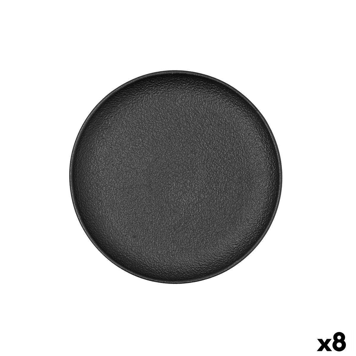 Flat Plate Bidasoa Fosil Black Ceramic 21,3 x 21,2 x 2,2 cm (8 Units)-0
