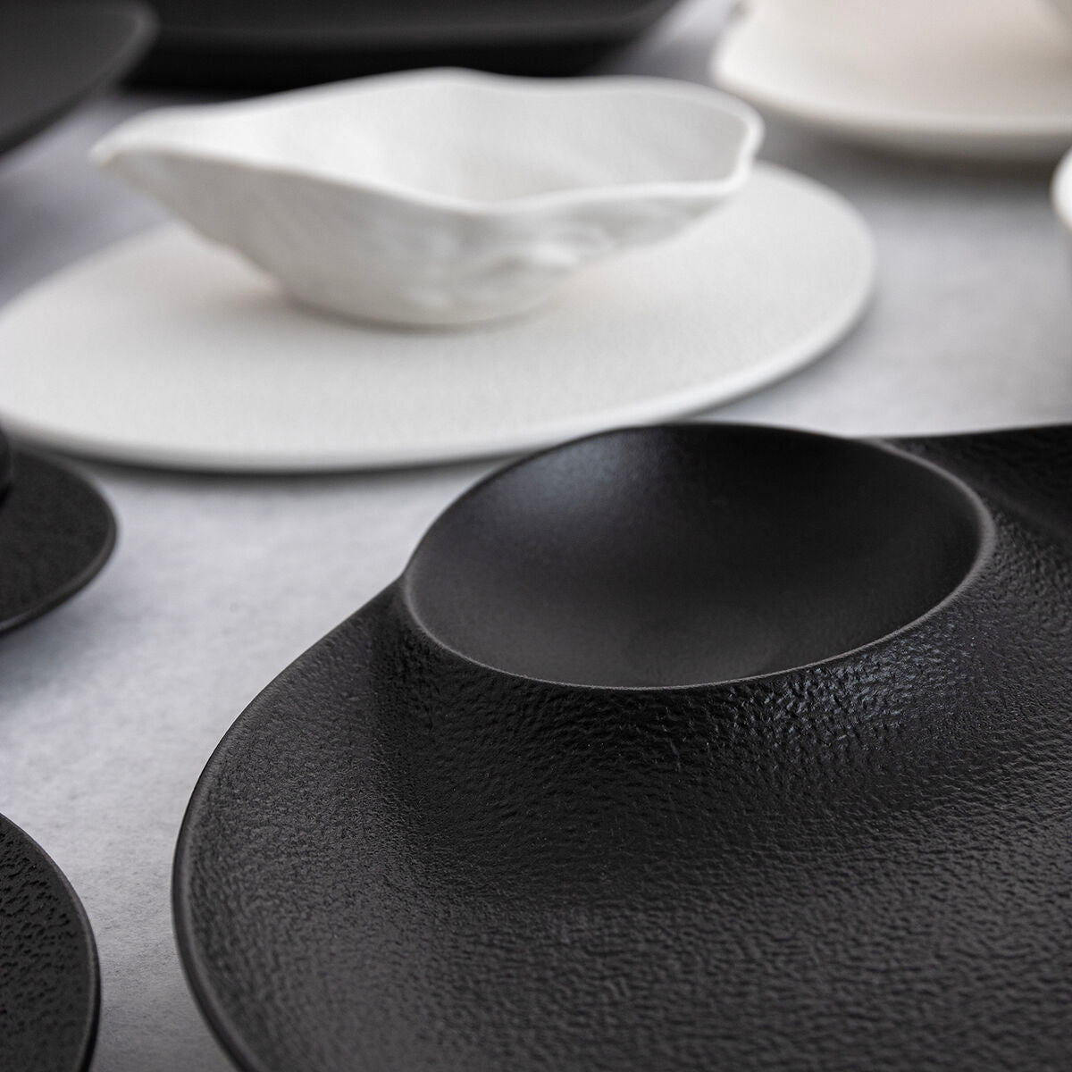 Salad Bowl Bidasoa Fosil Black Ceramic 25,4 x 25,4 x 5,2 cm (6 Units)-3