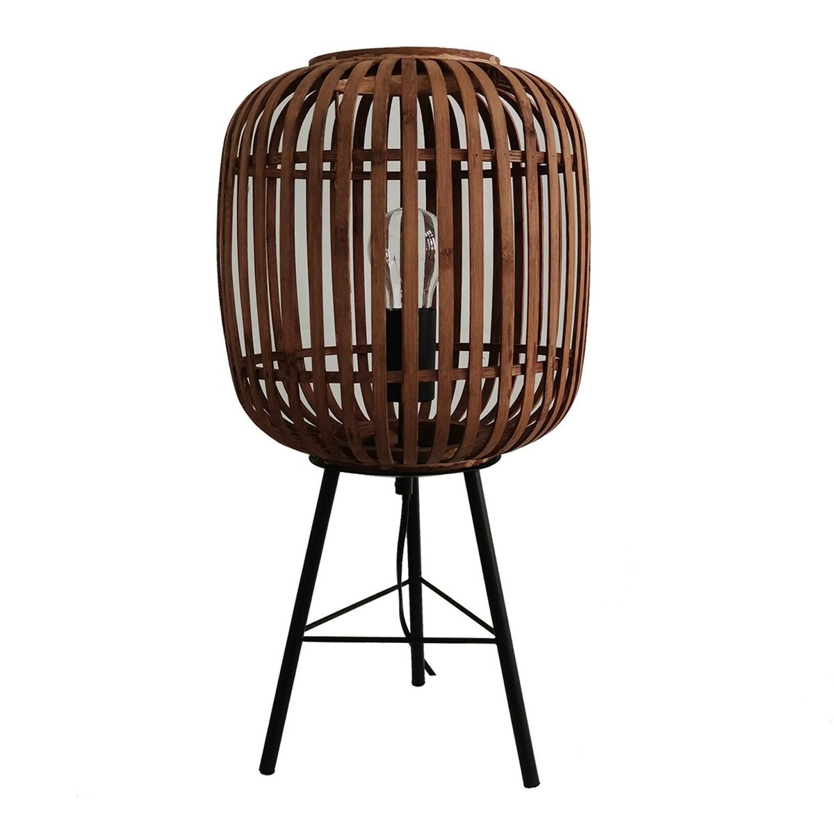 Desk lamp Versa Brown Metal Cloth Bamboo (25 x 50 x 25 cm)-0