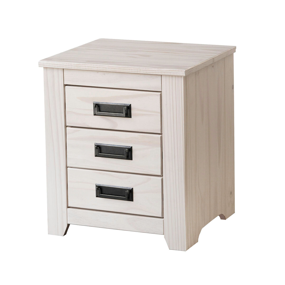 Nightstand Alexandra House Living White Metal Pine 43 x 50 x 32 cm 3 drawers-0