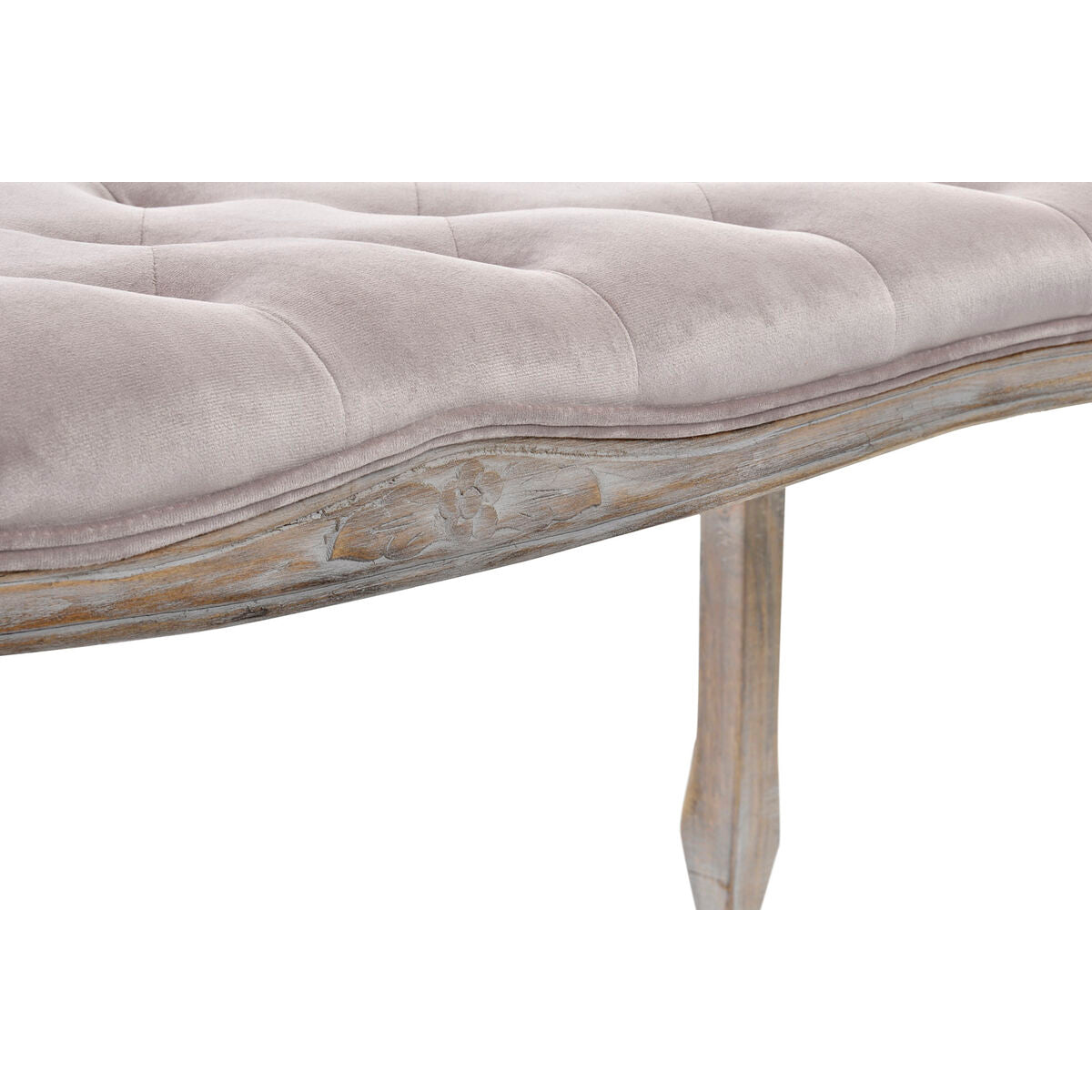 Bench DKD Home Decor Pink Natural Light Pink Polyester Wood Rubber wood 112 x 38 x 48 cm-3