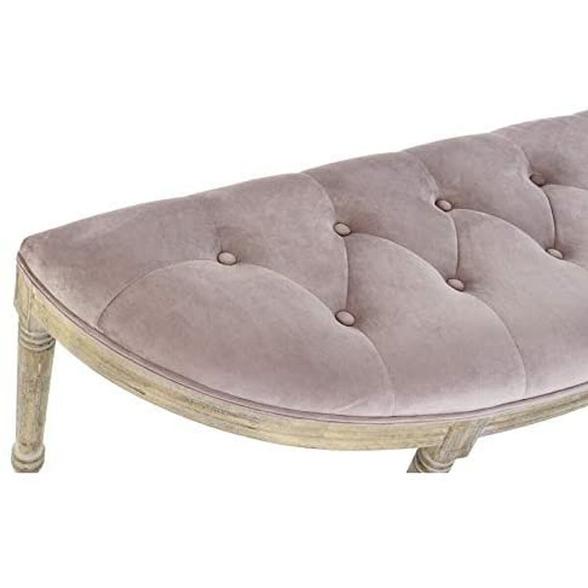 Bench DKD Home Decor Natural Pink Polyester Velvet Rubber wood (125 x 43 x 48 cm)-3