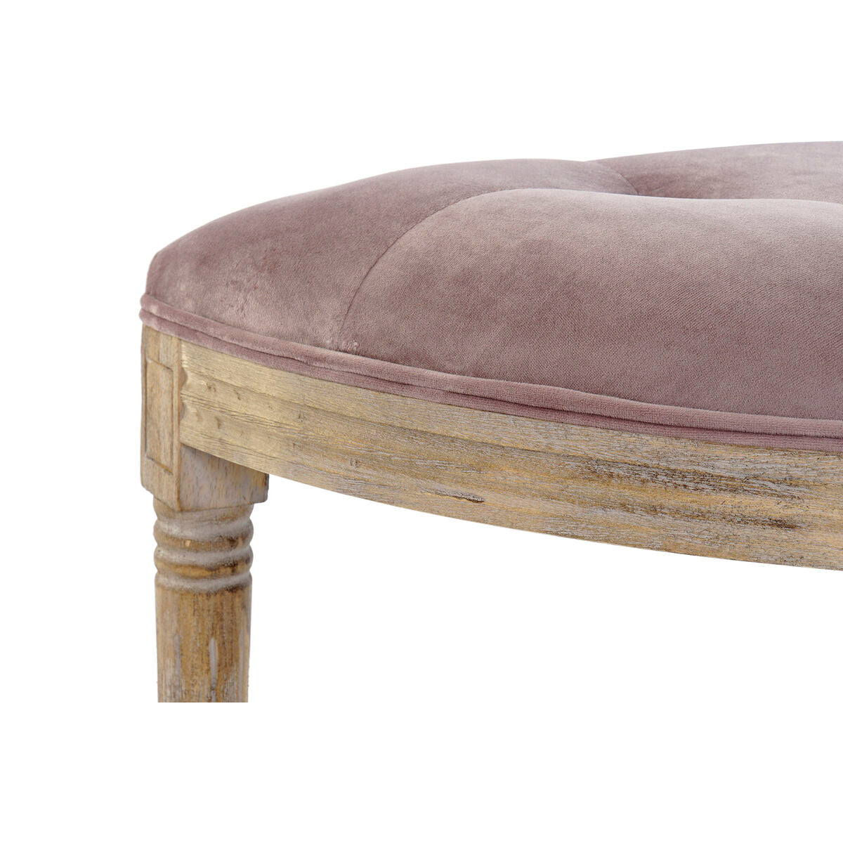 Bench DKD Home Decor Natural Pink Polyester Velvet Rubber wood (125 x 43 x 48 cm)-1
