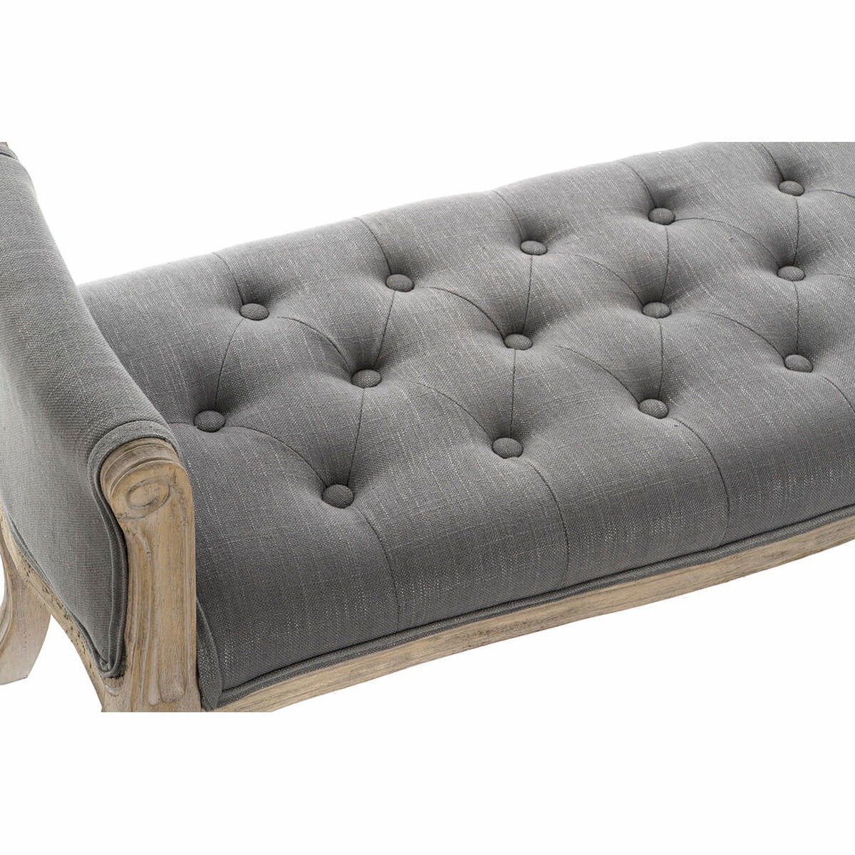 Bench DKD Home Decor Natural Dark grey Rubber wood Canvas 109 x 44,5 x 60 cm-1