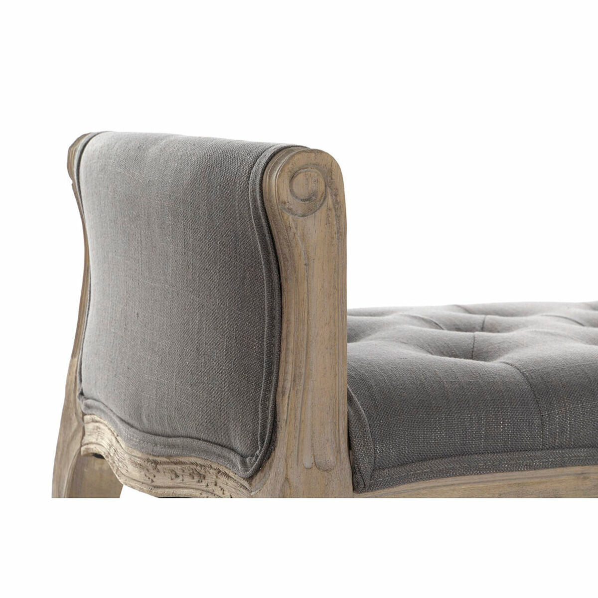 Bench DKD Home Decor Natural Dark grey Rubber wood Canvas 109 x 44,5 x 60 cm-2