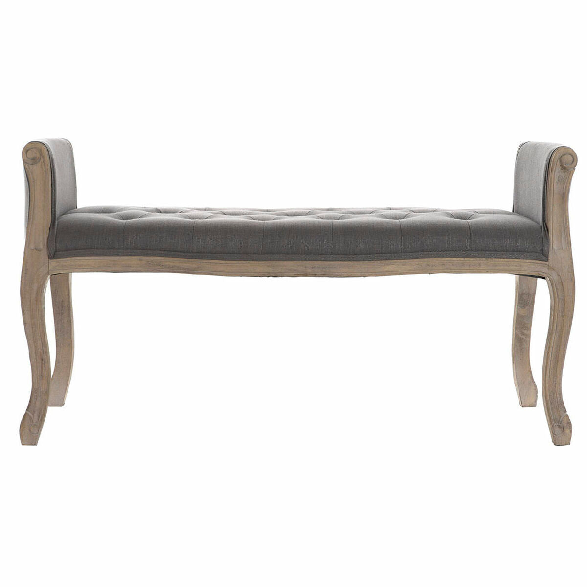 Bench DKD Home Decor Natural Dark grey Rubber wood Canvas 109 x 44,5 x 60 cm-3