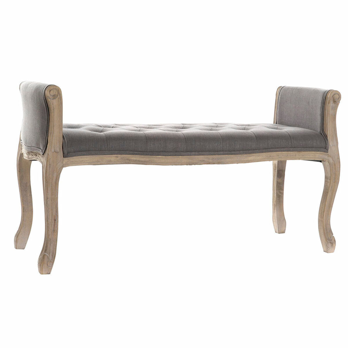Bench DKD Home Decor Natural Dark grey Rubber wood Canvas 109 x 44,5 x 60 cm-0