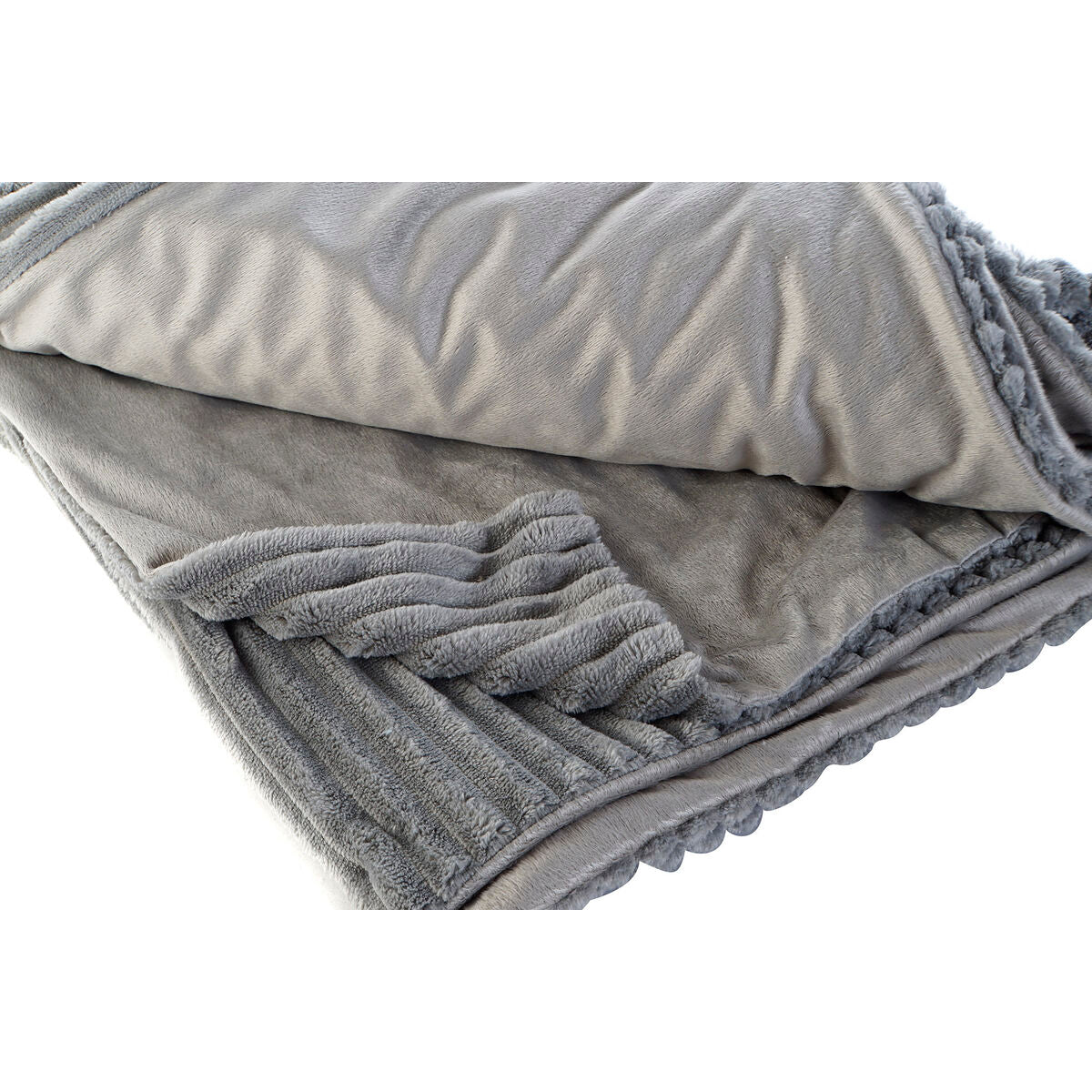 Blanket DKD Home Decor 150 x 200 x 2 cm Grey Basic-1