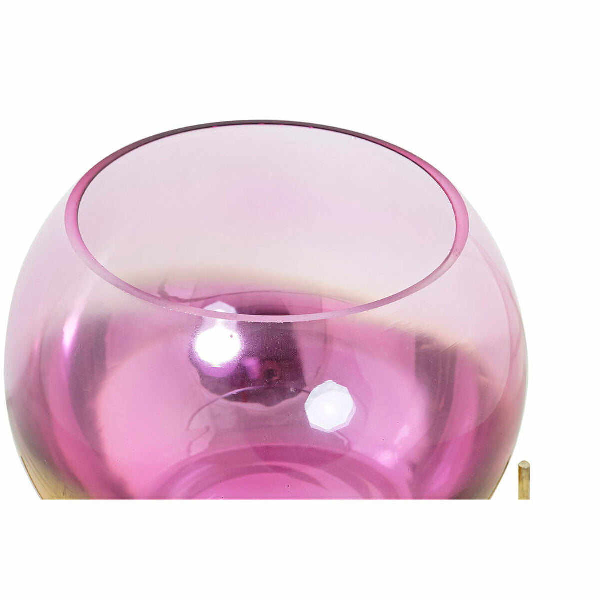 Candleholder DKD Home Decor 8424001830619 Pink Golden Metal Crystal 19 x 19 x 20,5 cm-2