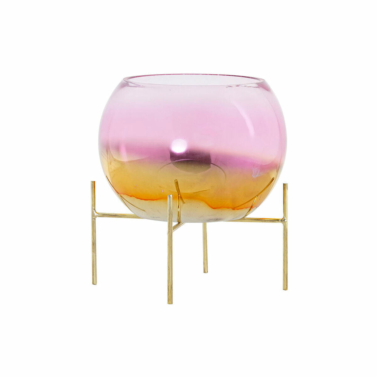 Candleholder DKD Home Decor 8424001830619 Pink Golden Metal Crystal 19 x 19 x 20,5 cm-0