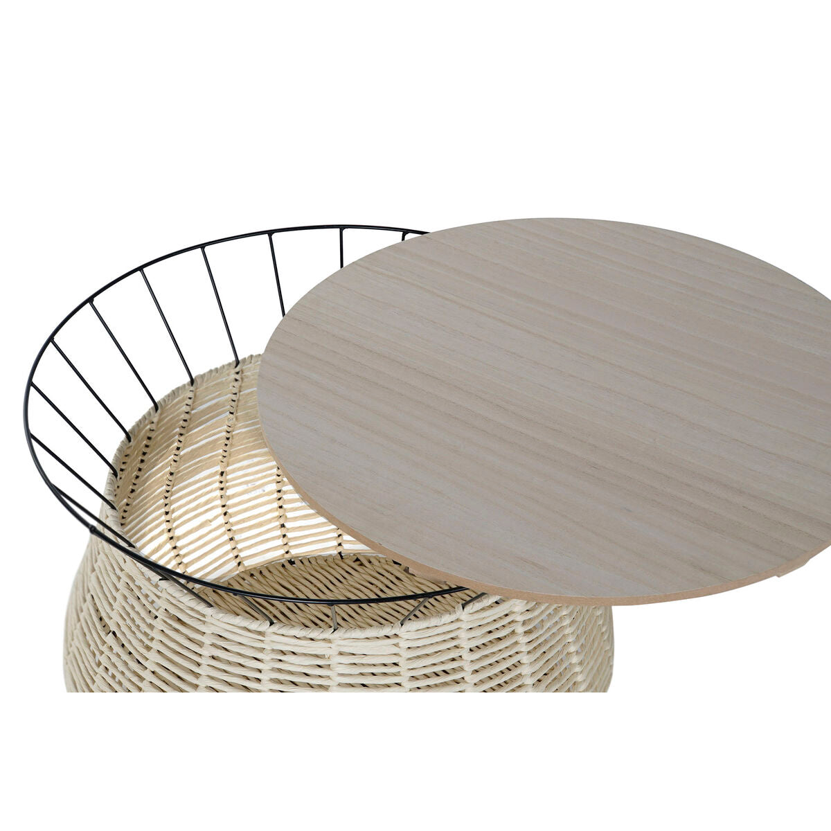 Centre Table DKD Home Decor Black Natural Metal Iron MDF Wood 30 x 40 cm 54 x 54 x 40 cm-2