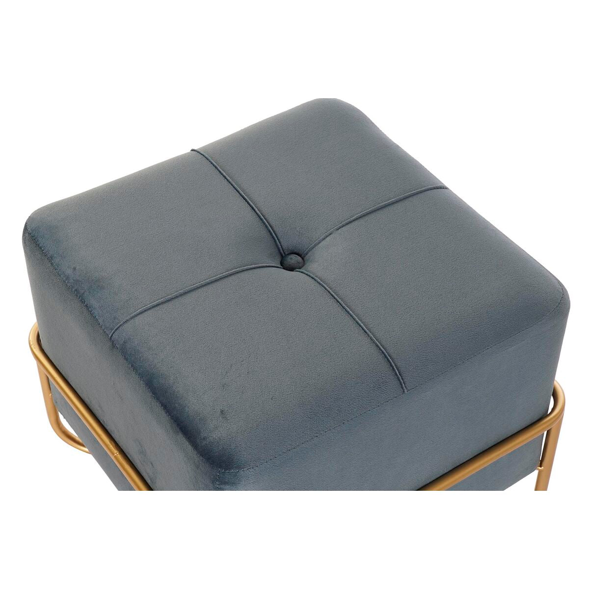 Bench DKD Home Decor 8424001850921 Blue Multicolour Golden Foam Metal MDF Wood 42 x 42 x 38 cm-1