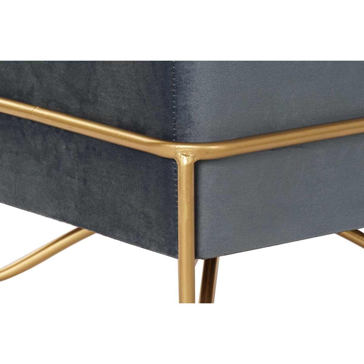 Bench DKD Home Decor 8424001850921 Blue Multicolour Golden Foam Metal MDF Wood 42 x 42 x 38 cm-4