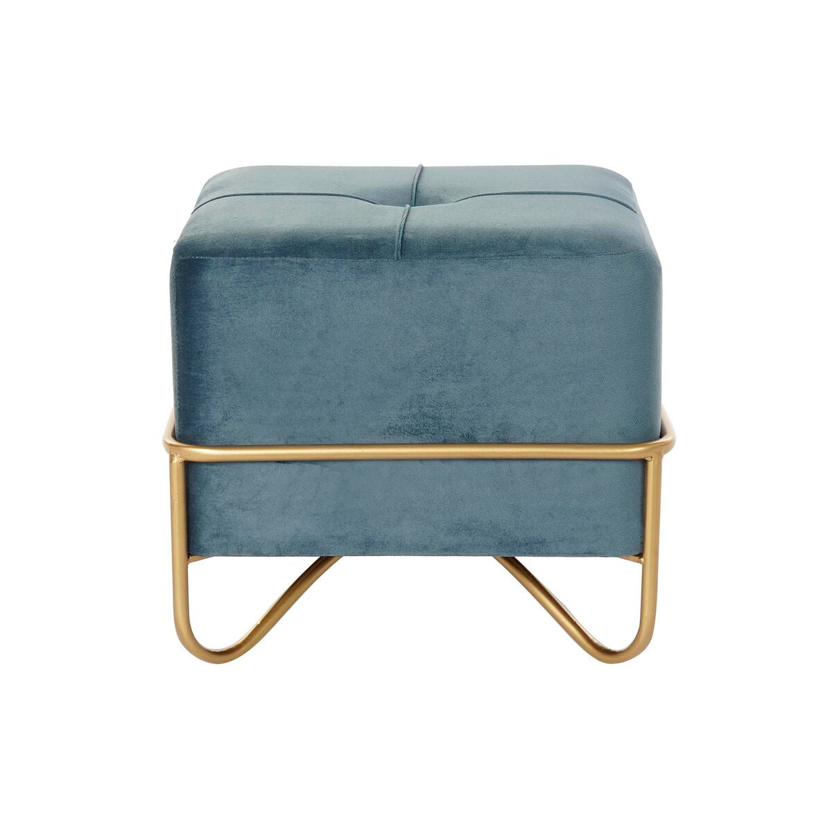 Bench DKD Home Decor 8424001850921 Blue Multicolour Golden Foam Metal MDF Wood 42 x 42 x 38 cm-2