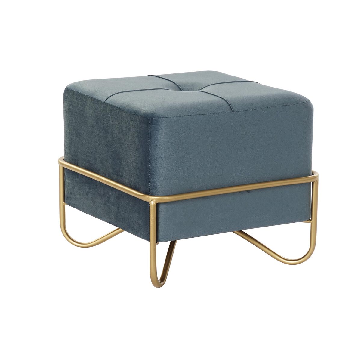 Bench DKD Home Decor 8424001850921 Blue Multicolour Golden Foam Metal MDF Wood 42 x 42 x 38 cm-0