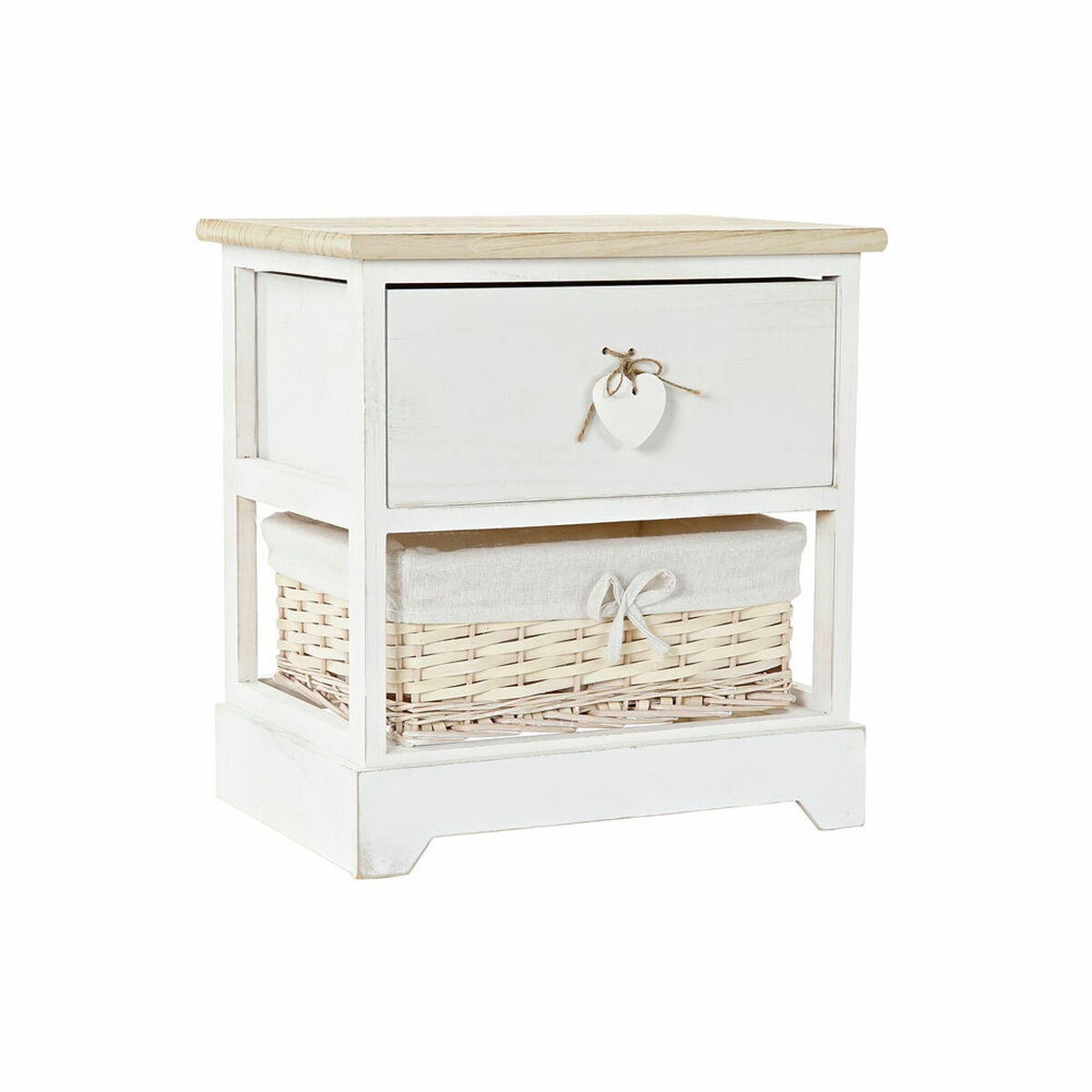 Chest of drawers DKD Home Decor White Natural wicker Paolownia wood 40 x 29 x 42,5 cm-0