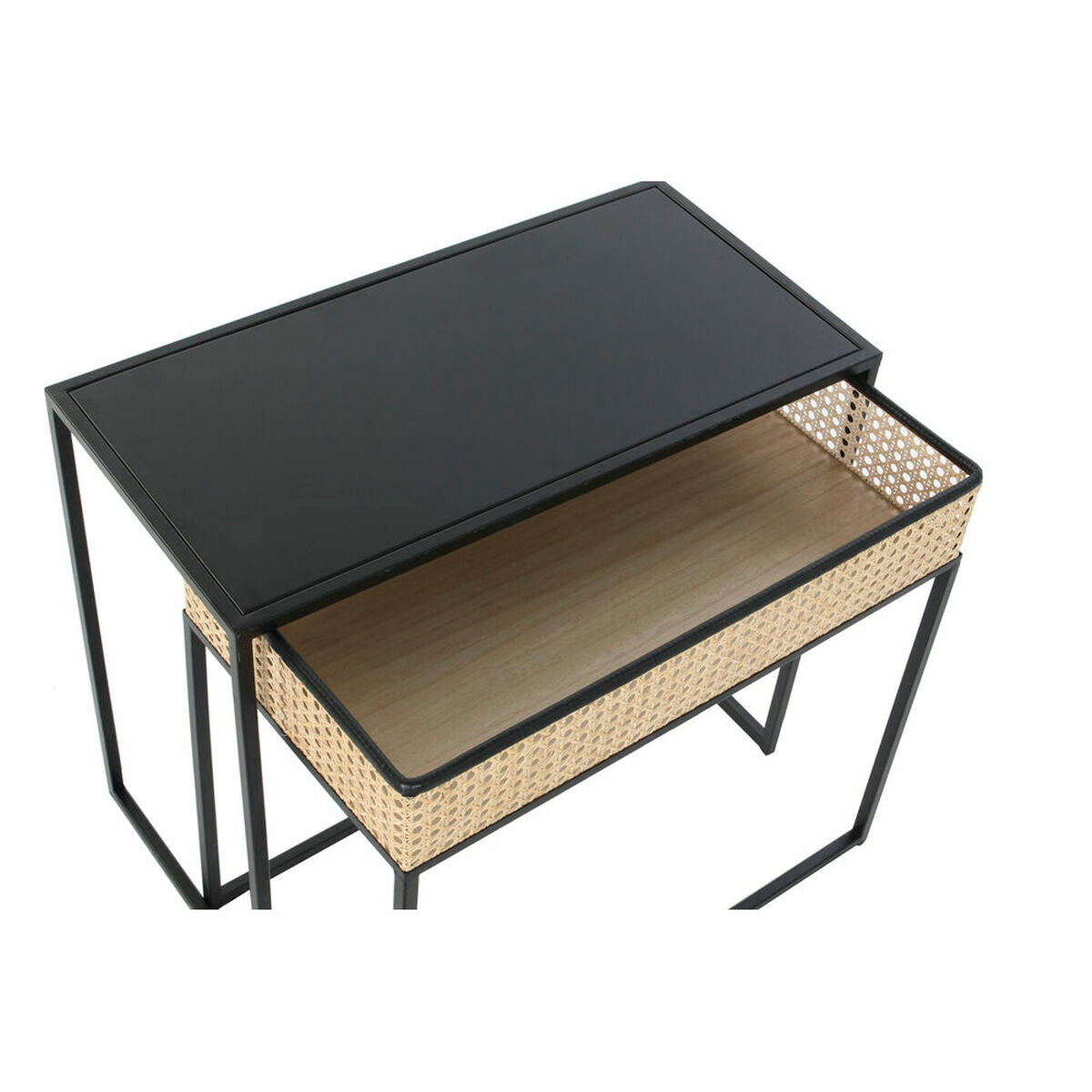 Set of 2 small tables DKD Home Decor Metal Rattan (60 x 30 x 50 cm)-3