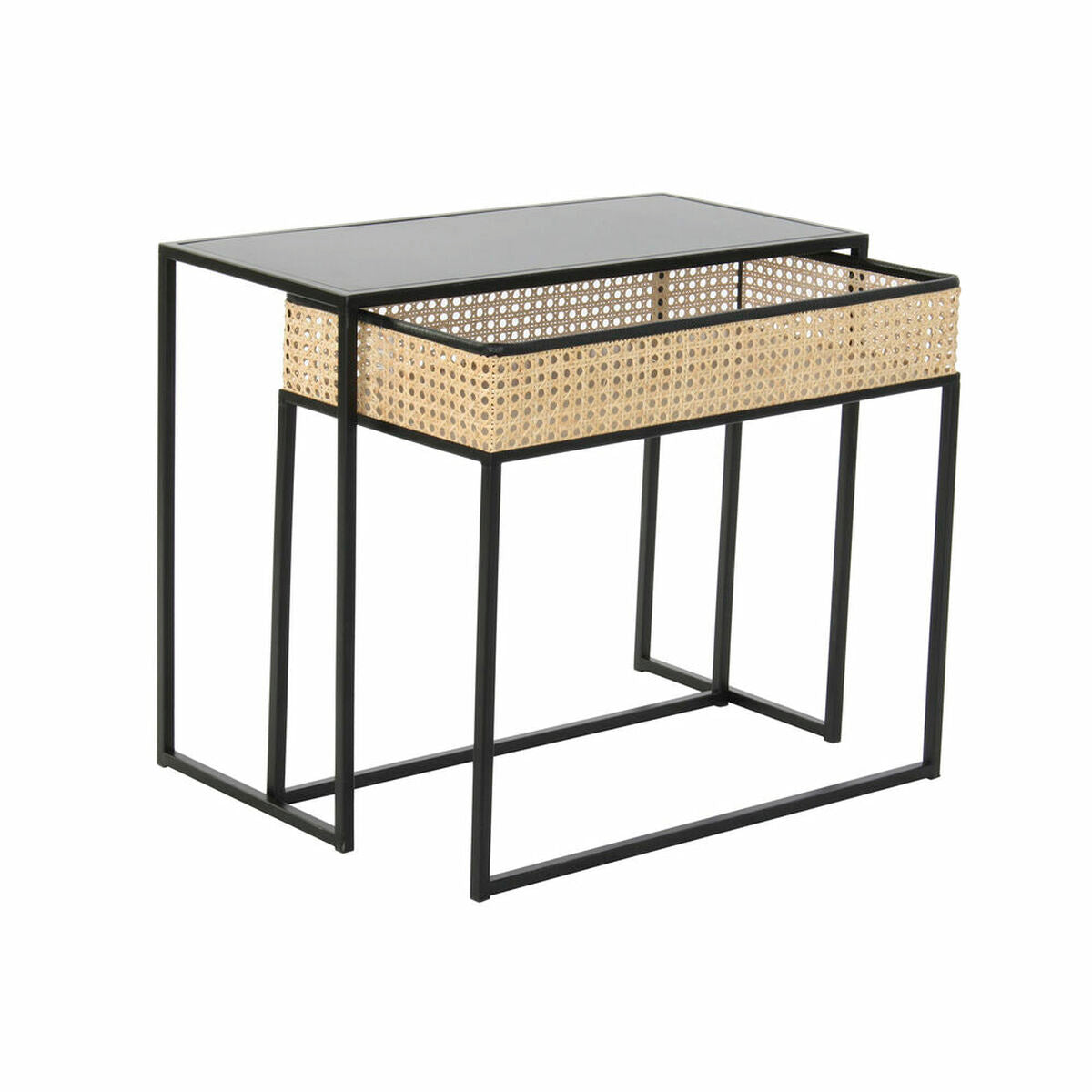 Set of 2 small tables DKD Home Decor Metal Rattan (60 x 30 x 50 cm)-1