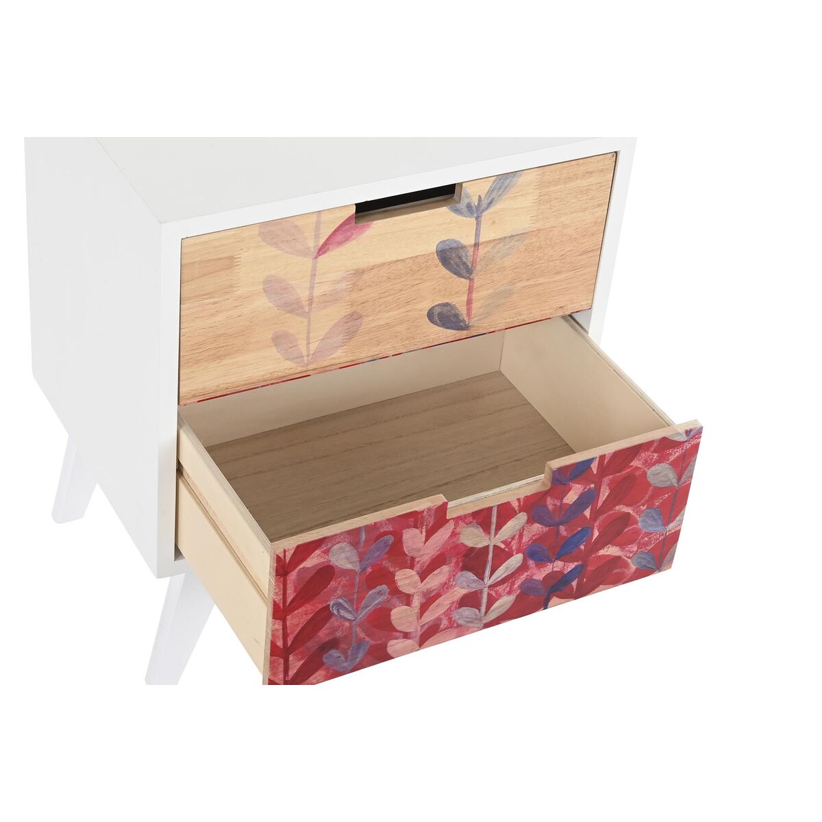 Nightstand DKD Home Decor Natural White Natural rubber Maroon Paolownia wood 40 x 30 x 48 cm-2