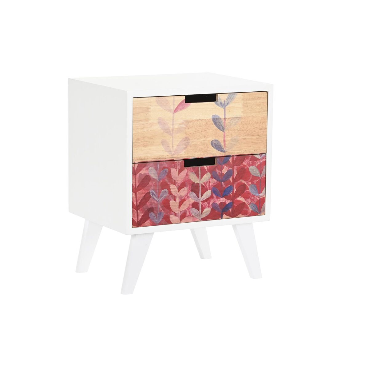 Nightstand DKD Home Decor Natural White Natural rubber Maroon Paolownia wood 40 x 30 x 48 cm-0