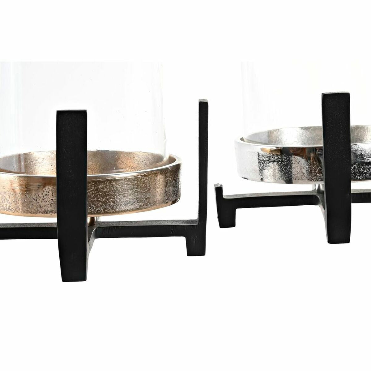Candleholder DKD Home Decor 15 x 15 x 28 cm Champagne Crystal Silver Black Aluminium (2 Units) (2 unidades)-2