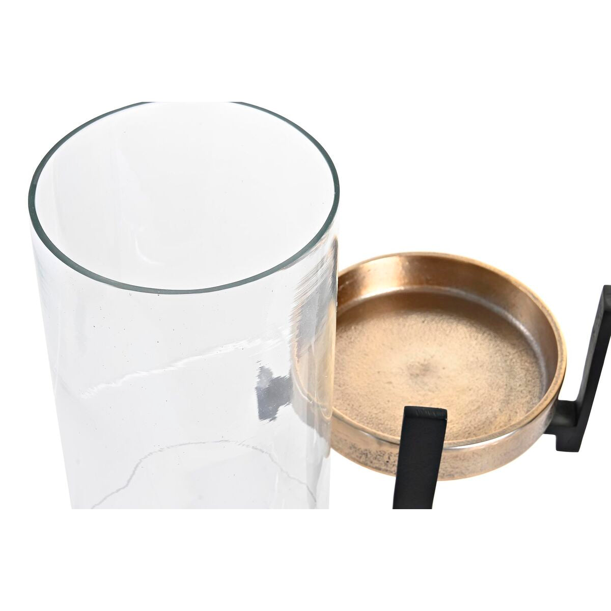 Candleholder DKD Home Decor 15 x 15 x 28 cm Champagne Crystal Silver Black Aluminium (2 Units) (2 unidades)-1